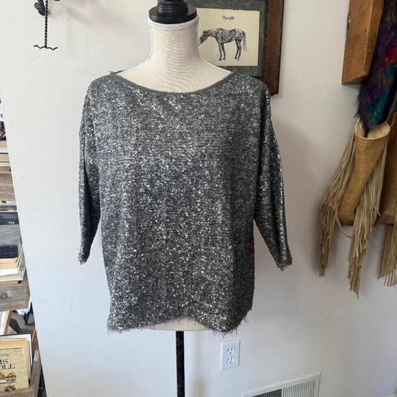 ZADIG & VOLTAIRE Metallic Sequin Blouse M - Picture 1 of 6